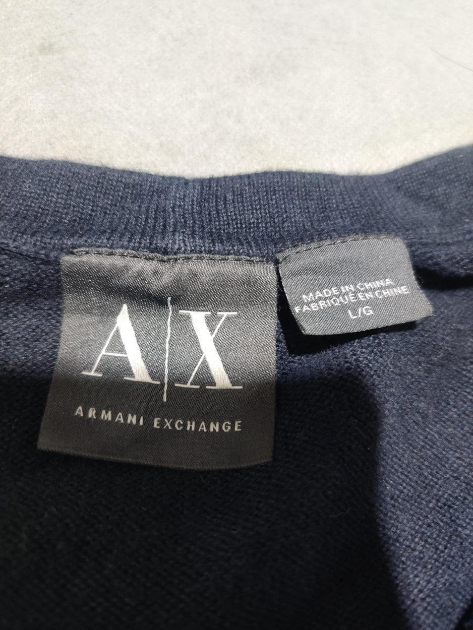 Armani Exchange Men Cotton Fleece Blue Sweatshirt L