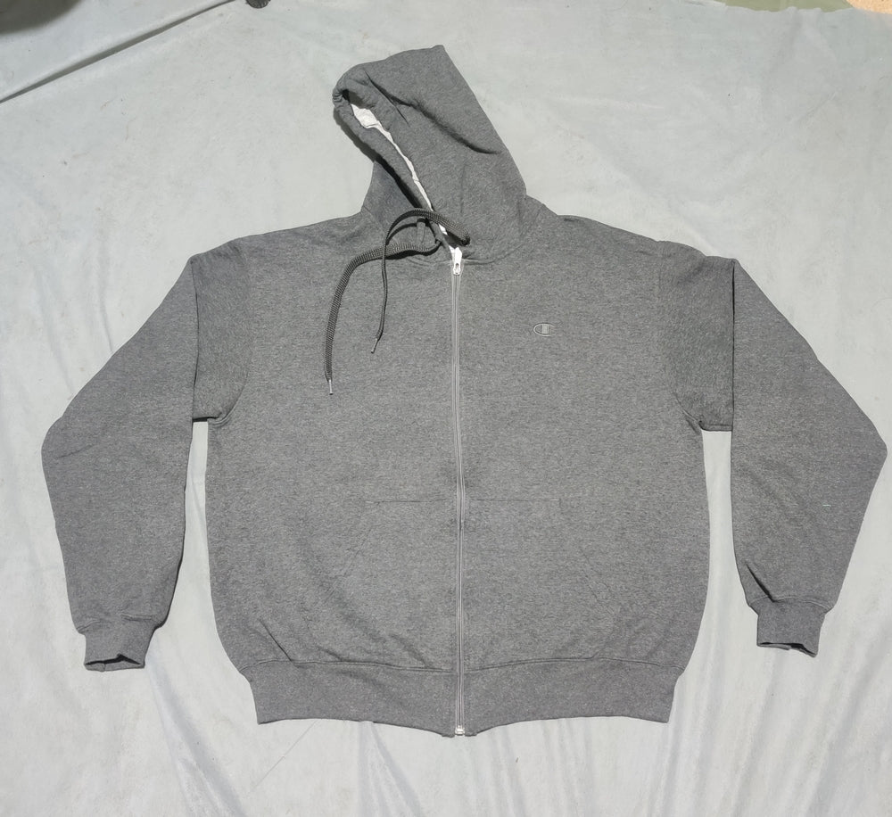 Champion Men Cotton Fleece Gray Zipper L