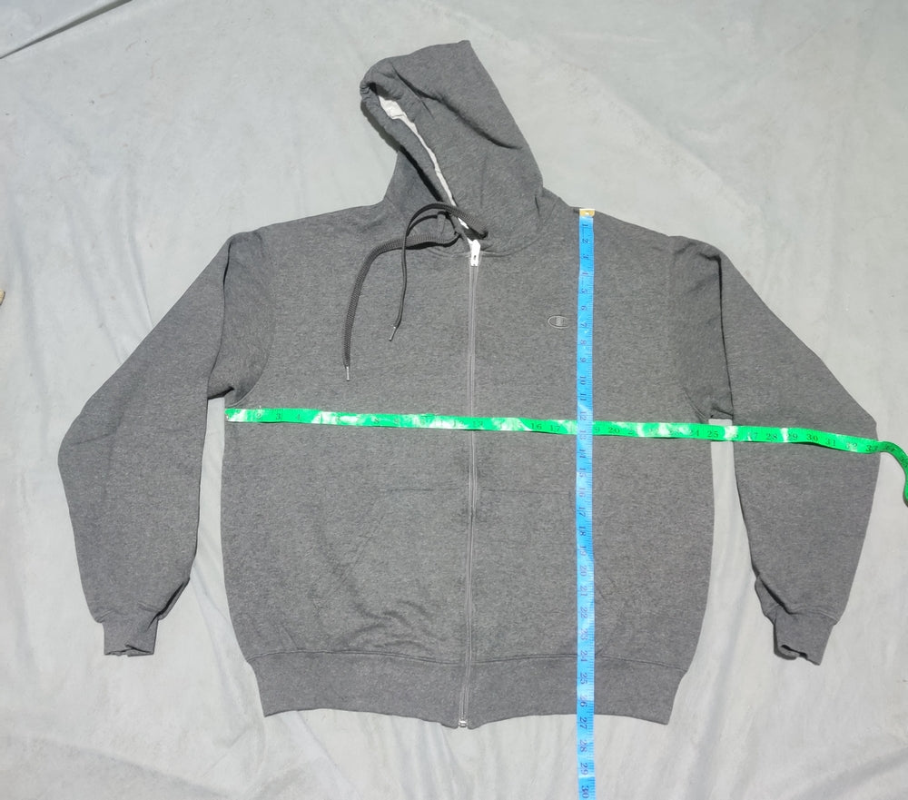 Champion Men Cotton Fleece Gray Zipper L