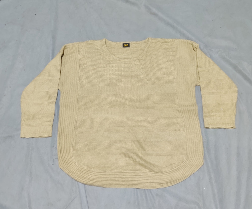 Lee Women Cotton Fleece Cream Sweater  L