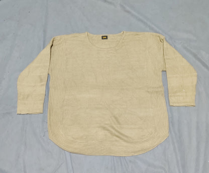 Lee Women Cotton Fleece Cream Sweater  L