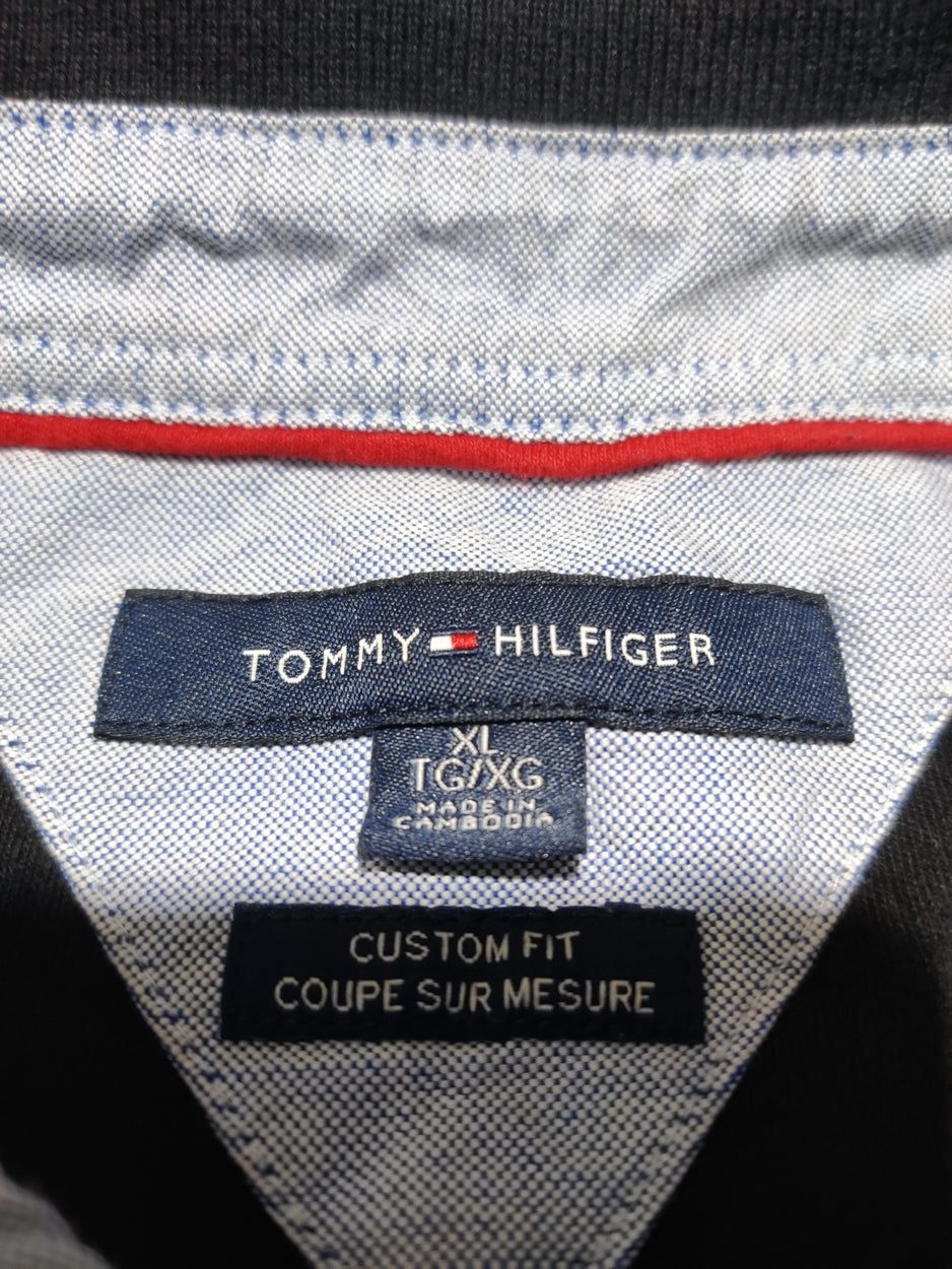 Tommy Hilfiger Men Black Cotton Polo T Shirt XL