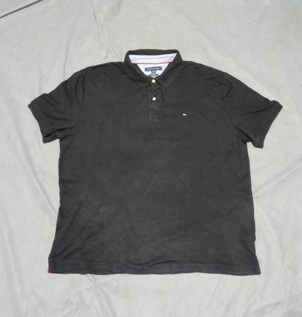Tommy Hilfiger Men Black Cotton Polo T Shirt XL