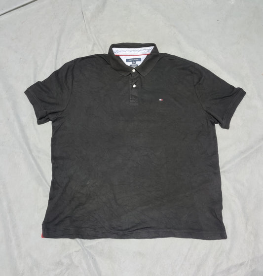 Tommy Hilfiger Men Black Cotton Polo T Shirt XL