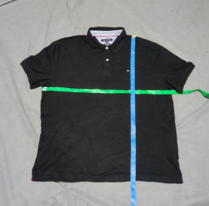 Tommy Hilfiger Men Black Cotton Polo T Shirt XL