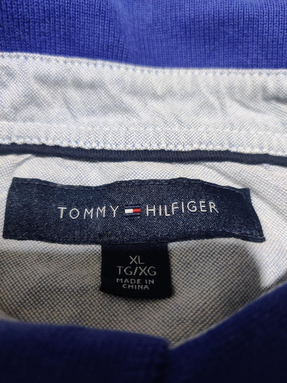 Tommy Hilfiger Men Blue Cotton Polo T Shirt XL