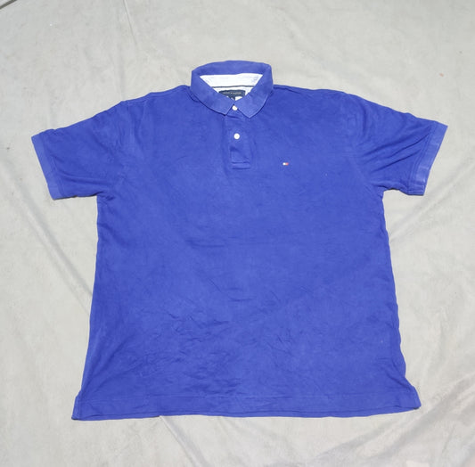 Tommy Hilfiger Men Blue Cotton Polo T Shirt XL