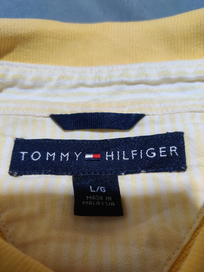 Tommy Hilfiger Men Yellow Cotton Polo T Shirt L