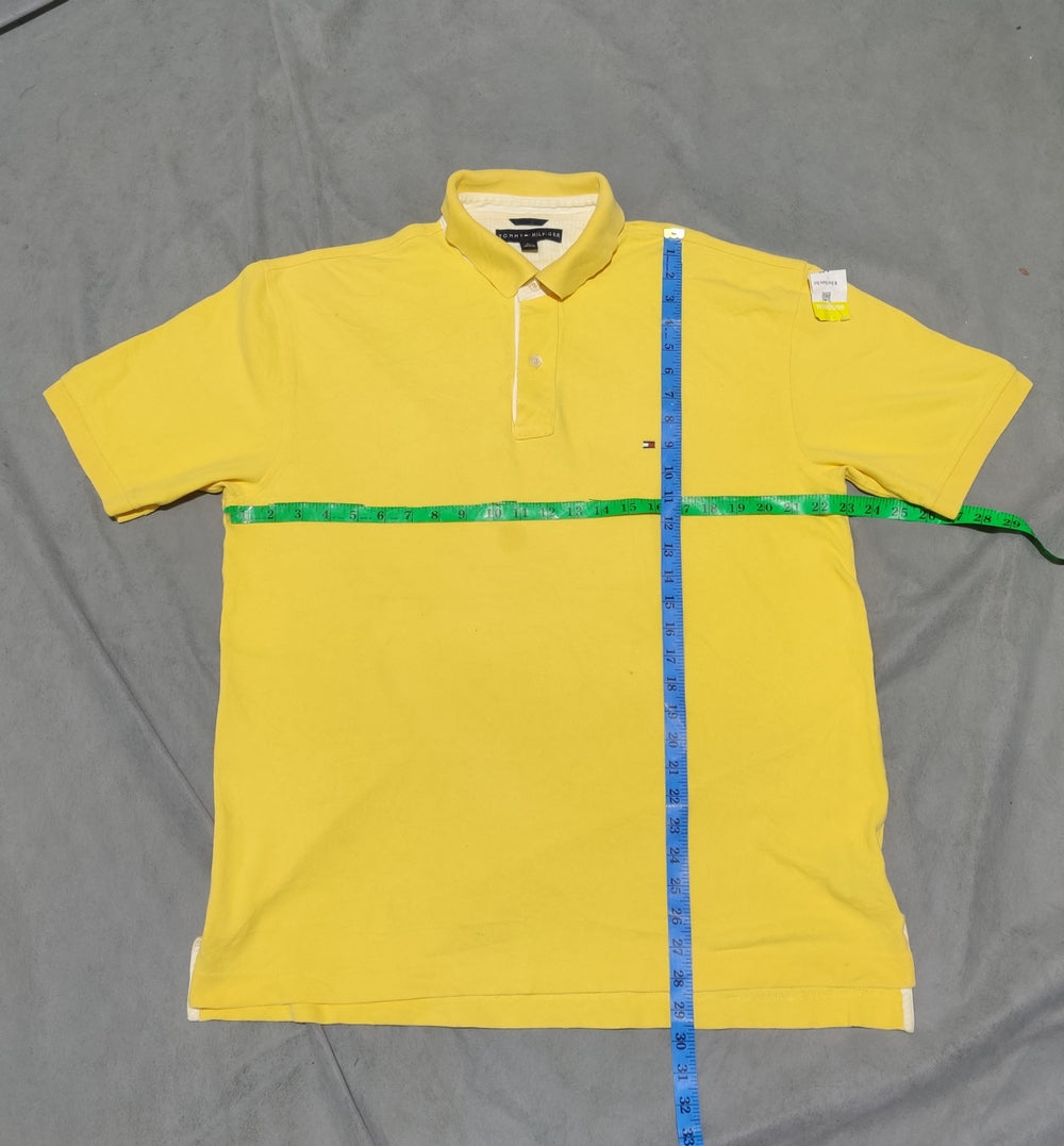 Tommy Hilfiger Men Yellow Cotton Polo T Shirt L