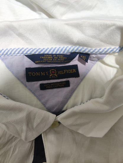 Tommy Hilfiger Men Cream Cotton Polo T Shirt 2XL