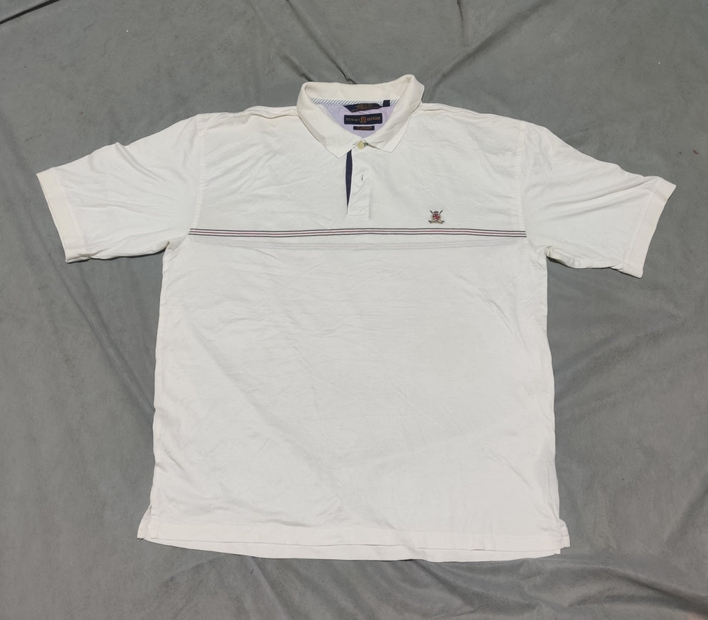 Tommy Hilfiger Men Cream Cotton Polo T Shirt 2XL