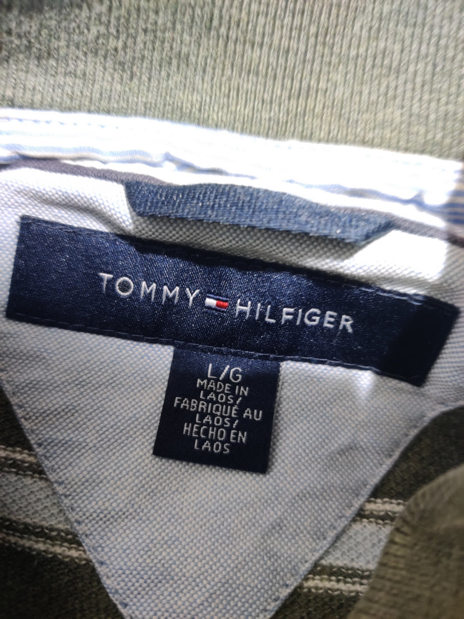 Tommy Hilfiger Men Green Cotton Polo T Shirt L
