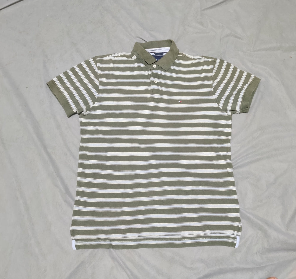 Tommy Hilfiger Men Green Cotton Polo T Shirt L