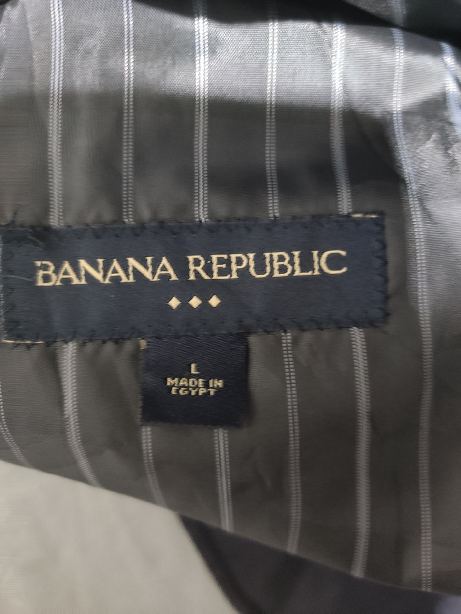 Banana Republic Men Cotton Blue Vest Coat L