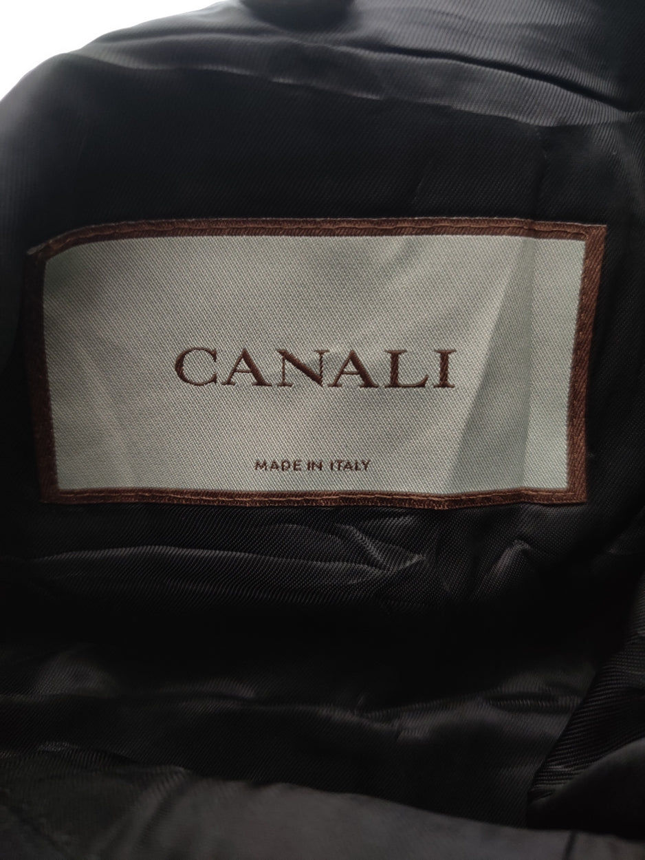 Canali Men Cotton Black Coat M