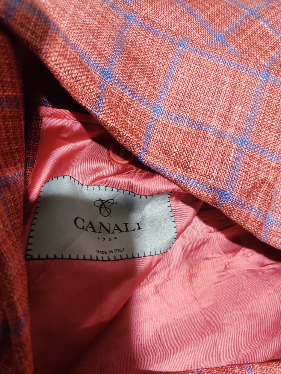 Canali Men Cotton Orange Coat M