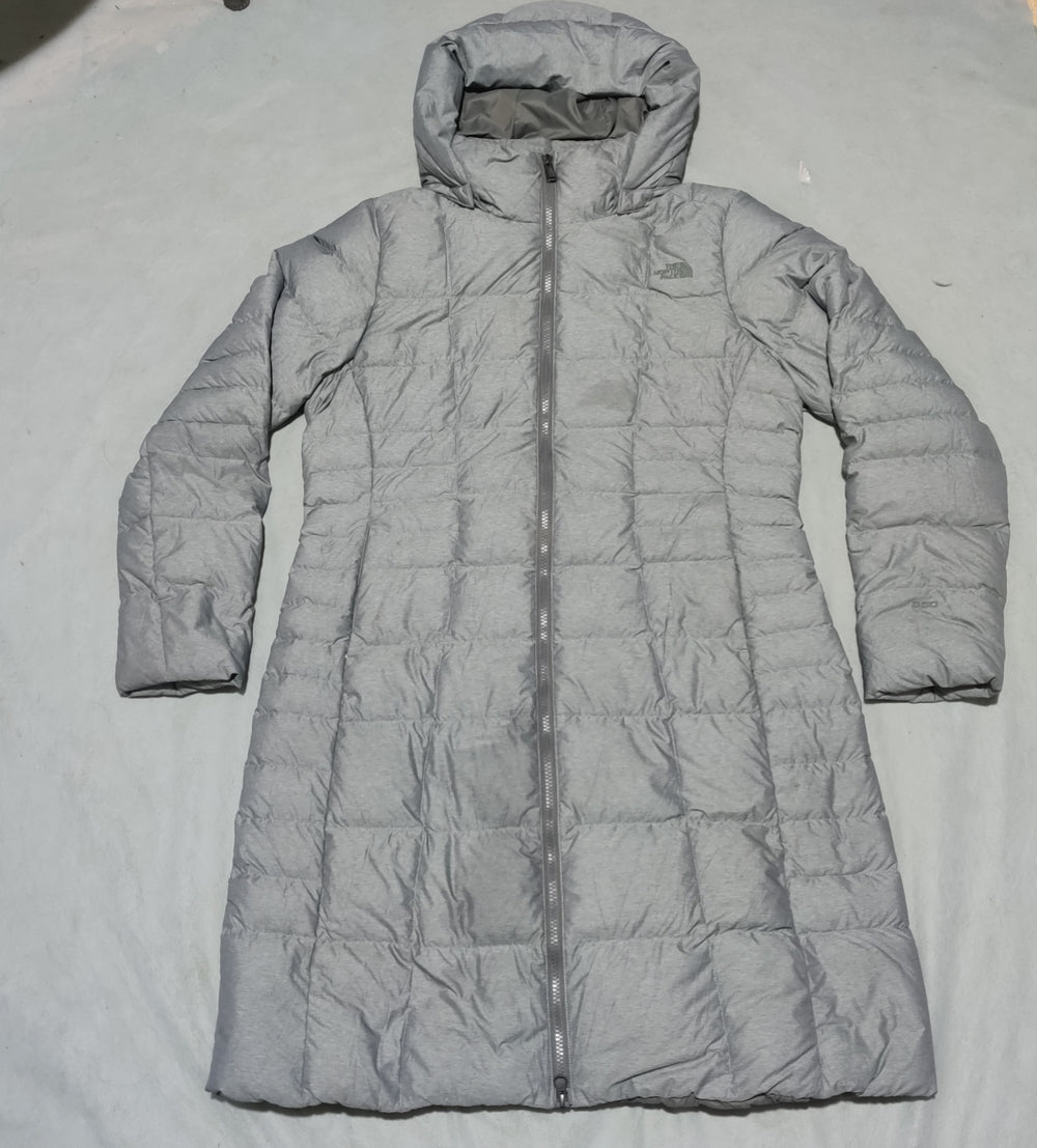 The North face 550 Fill Women Puffer Gray Hooded Coat Jacket