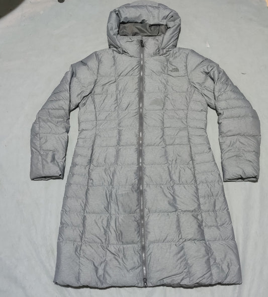 The North face 550 Fill Women Puffer Gray Hooded Coat Jacket