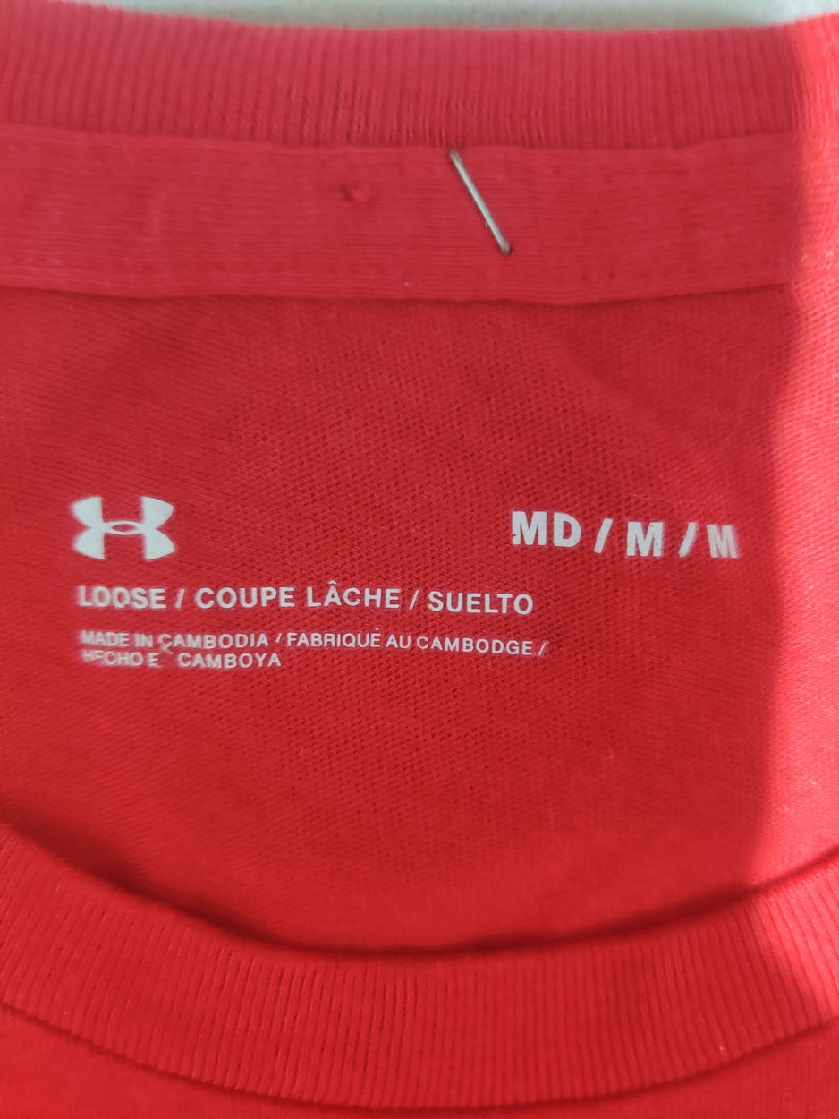 Under Armour Men Red Cotton T Shirt M