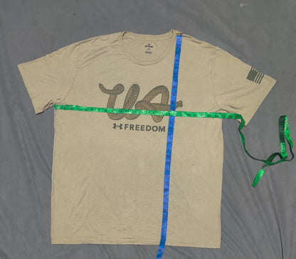 Under Armour Men Cream Cotton T Shirt 2XL