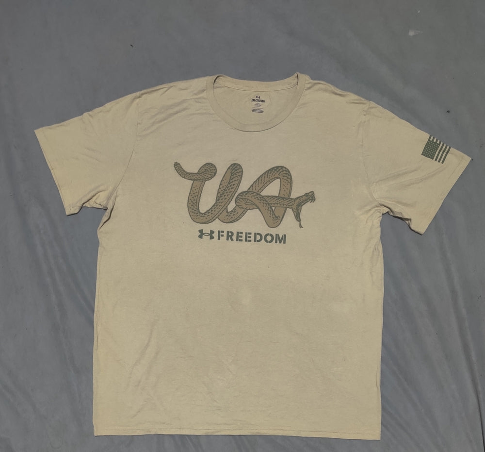 Under Armour Men Cream Cotton T Shirt 2XL