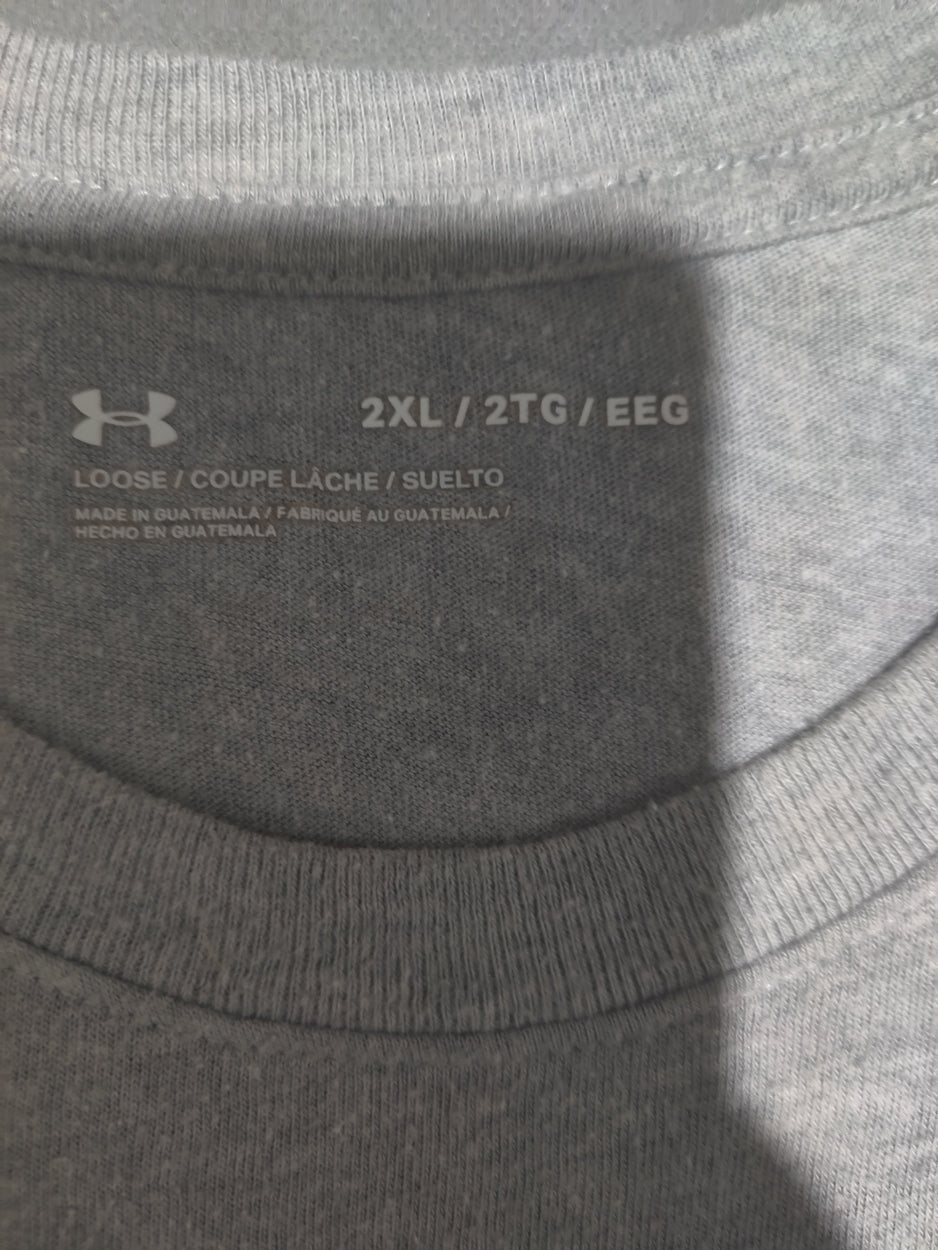 Under Armour Men Gray Cotton T Shirt 2XL