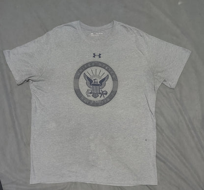 Under Armour Men Gray Cotton T Shirt 2XL
