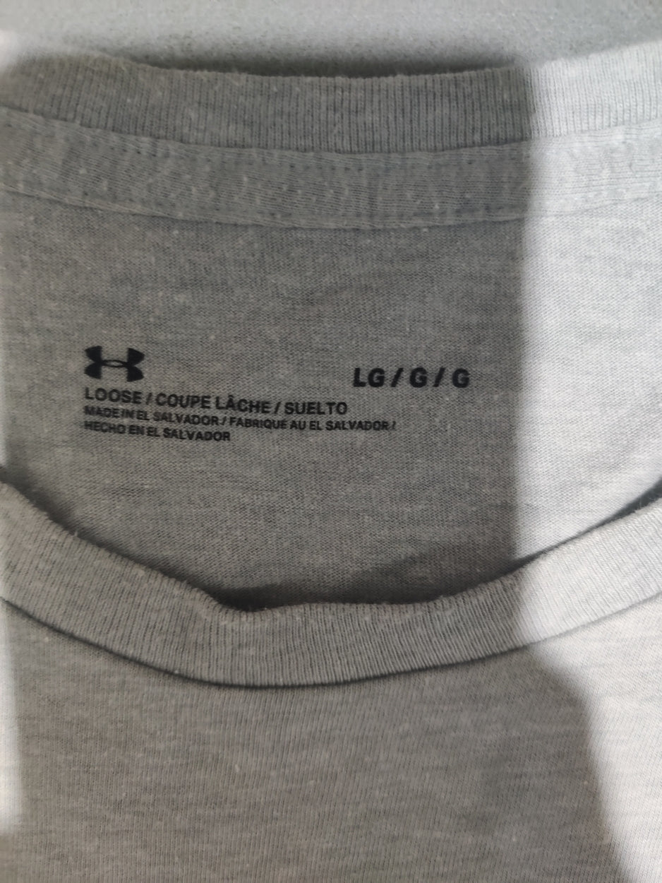 Under Armour Men Gray Cotton T Shirt L
