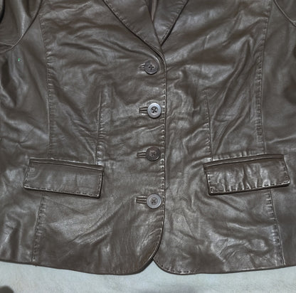 Sonoma Women Brown Leather Jacket XL