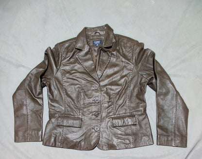 Sonoma Women Brown Leather Jacket XL