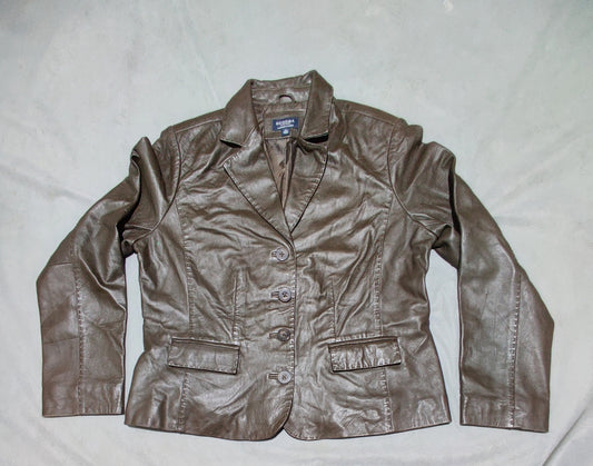Sonoma Women Brown Leather Jacket XL
