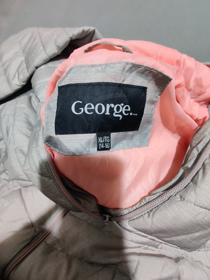 George Women Gray Puffer Jacket XL
