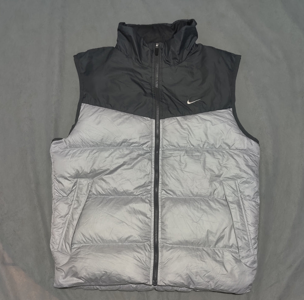 Nike Men Gray Puffer Vest Jacket