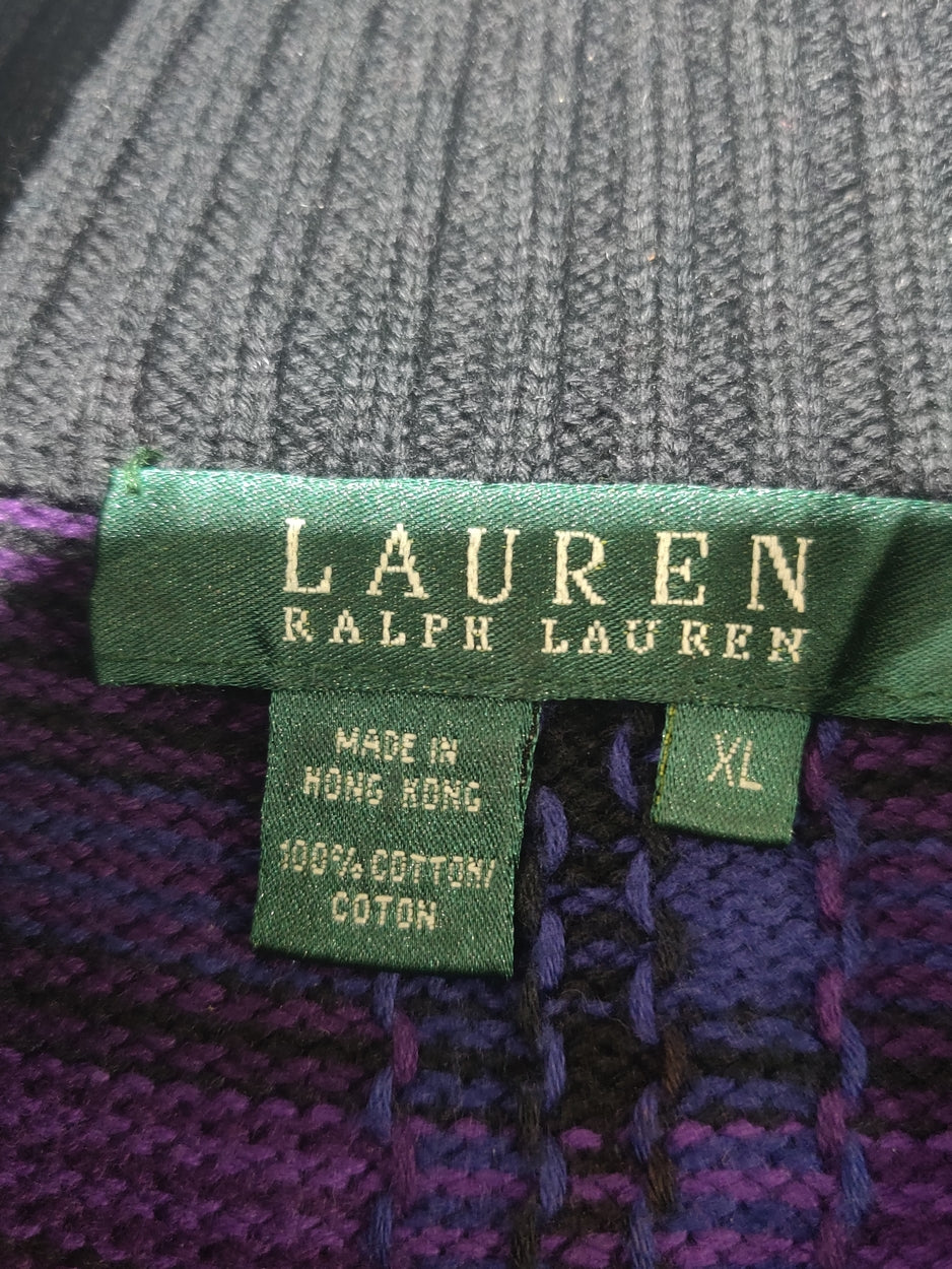 Ralph Lauren Women Cotton Fleece Purple Sweater XL