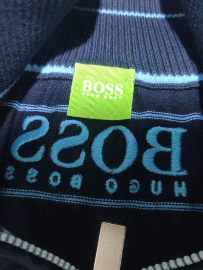 Hugo Boss Men Cotton Fleece Blue Vest Sweater M