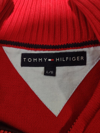 Tommy Hilfiger Men Red Half Zip Sweater L