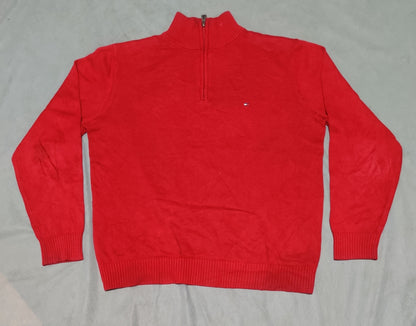 Tommy Hilfiger Men Red Half Zip Sweater L