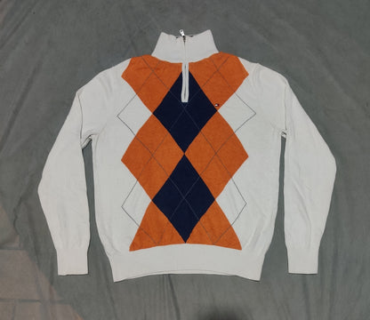 Tommy Hilfiger Men Orange Half Zip Sweater XS