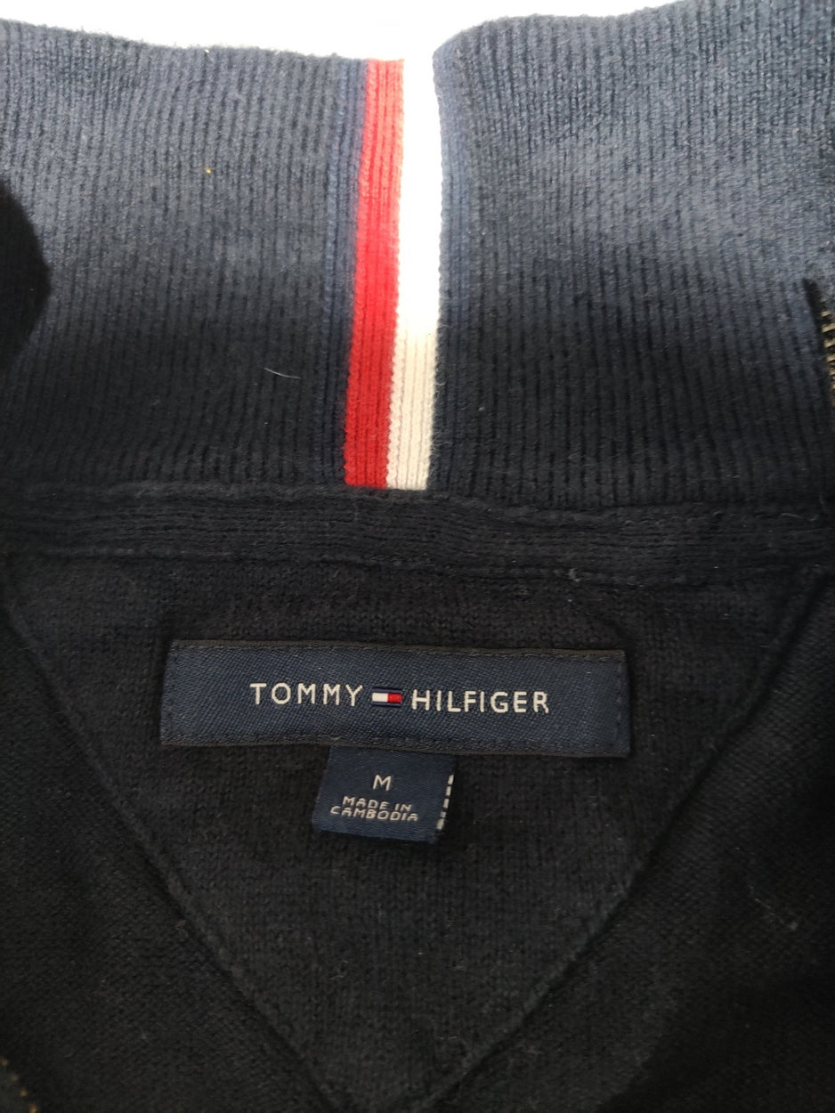 Tommy Hilfiger Men Blue Half Zip Sweater M