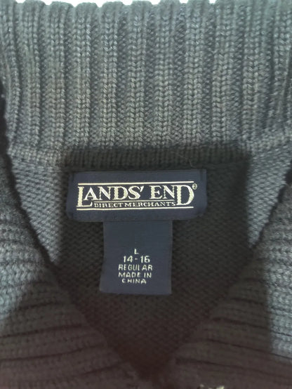Land's End Men Knit Black Red Sweater L