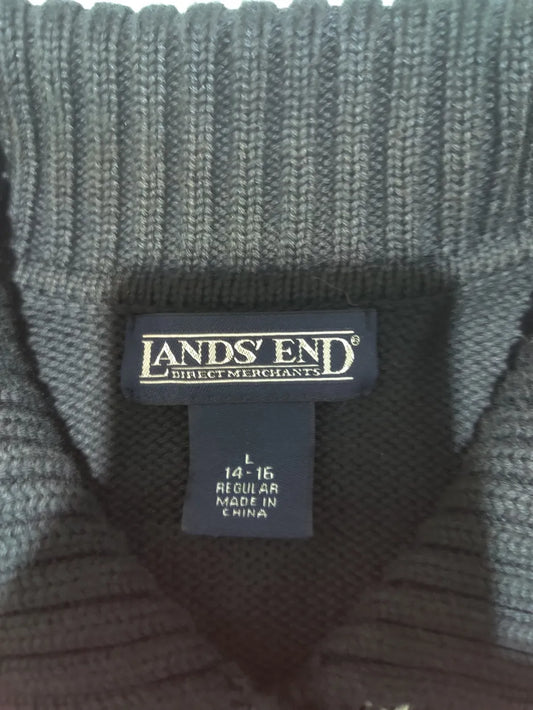 Land's End Men Knit Black Red Sweater L