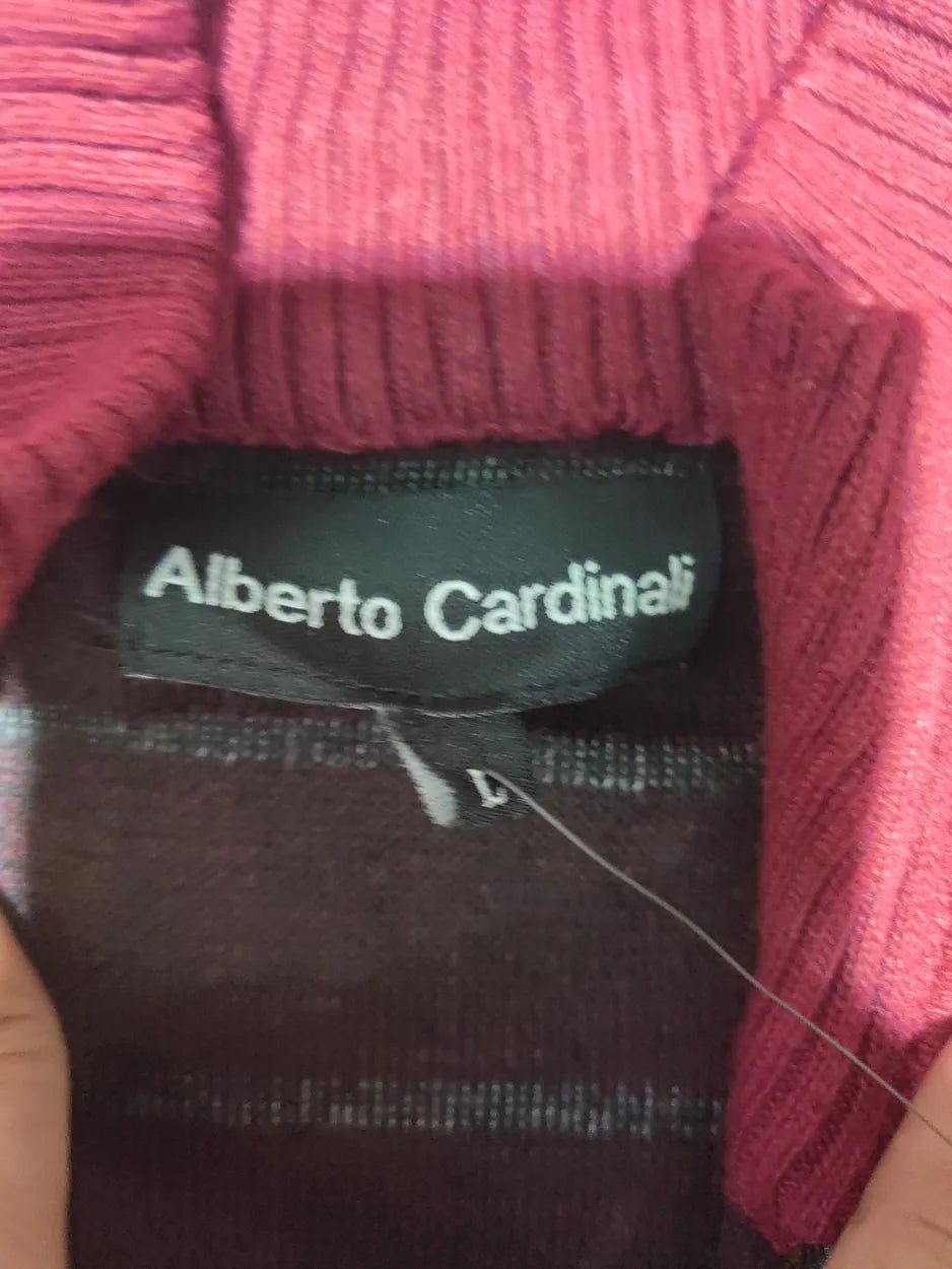 Alberto Cardinali Men Polyester Red Black Sweater L