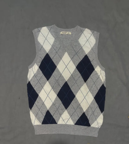 Old Nvay Men Cotton Gray Multi Vest Sweater M