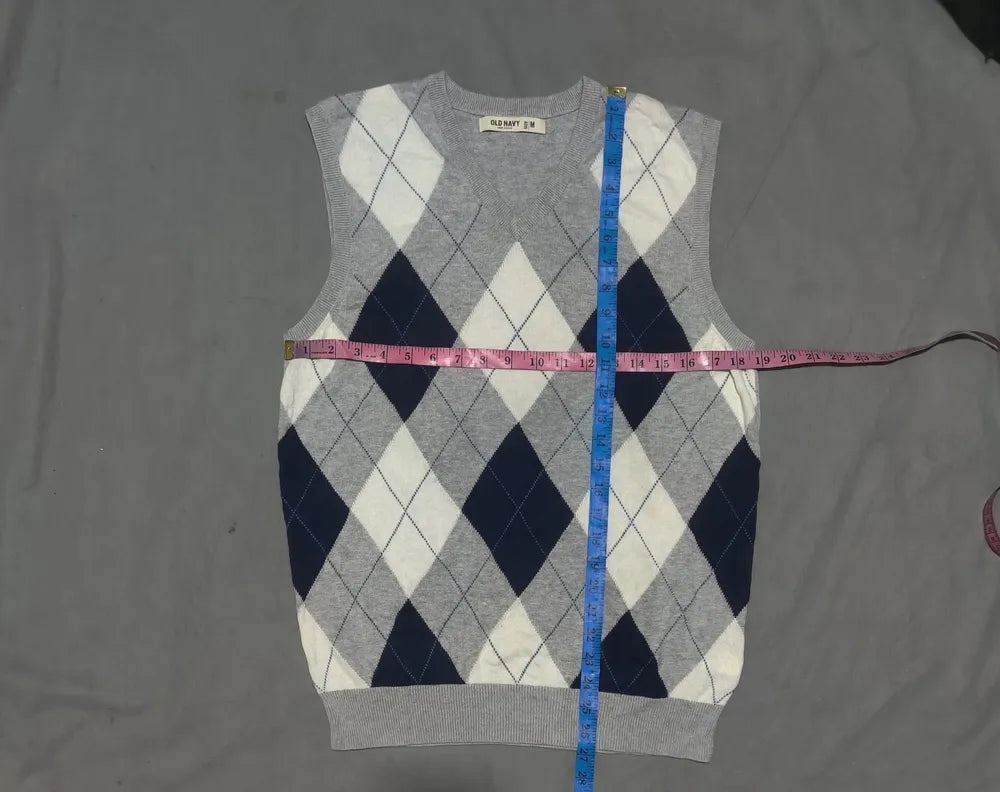 Old Nvay Men Cotton Gray Multi Vest Sweater M
