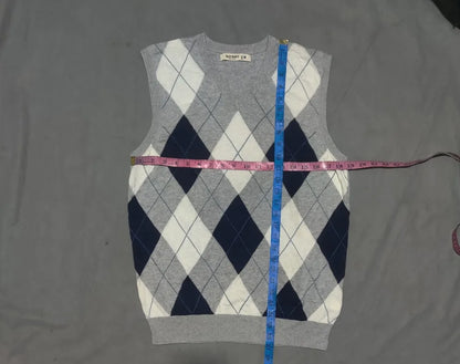 Old Nvay Men Cotton Gray Multi Vest Sweater M
