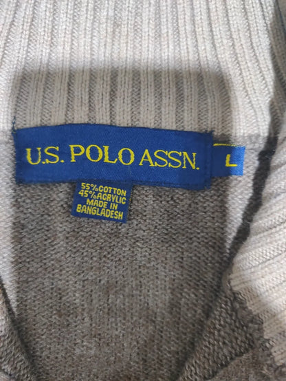Polo U.S. Assn Men Knit Beige Sweater L
