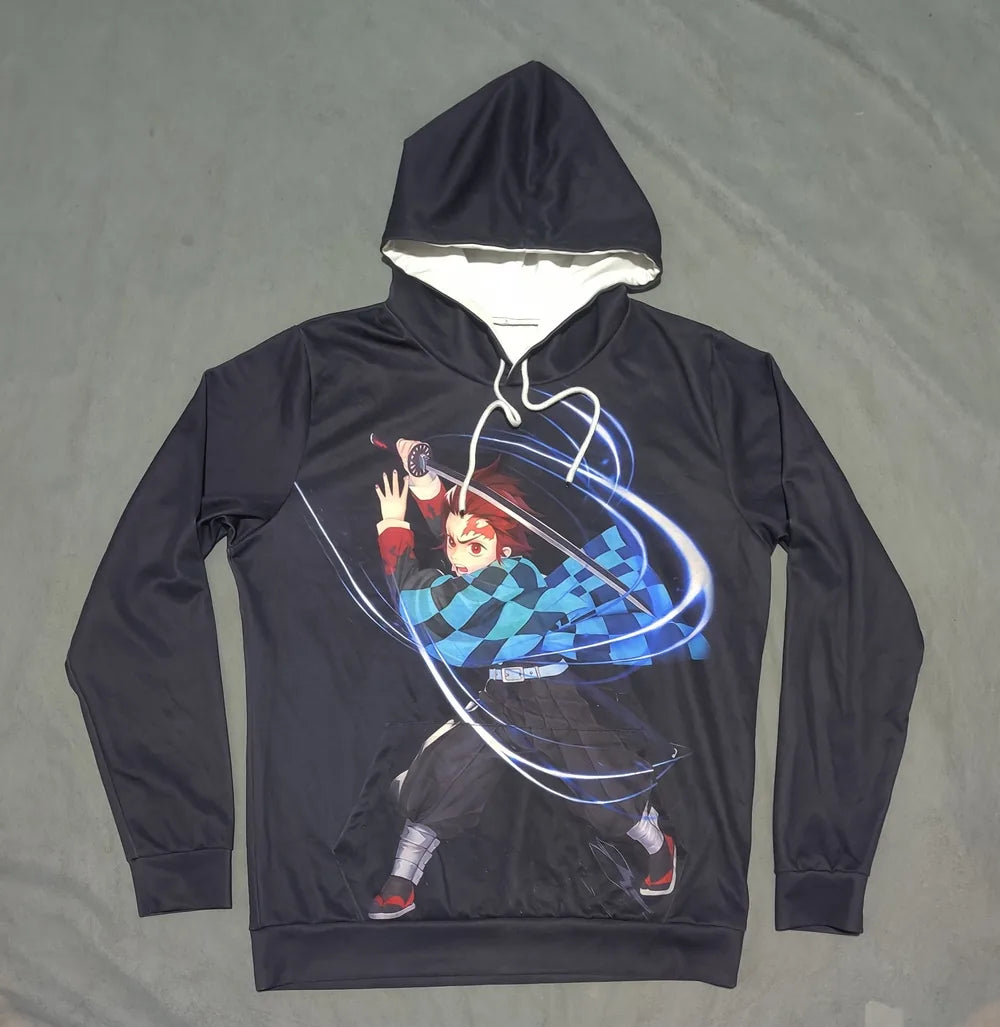 3D Print Men Polyester Navy Hoodie L