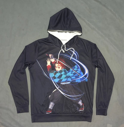 3D Print Men Polyester Navy Hoodie L