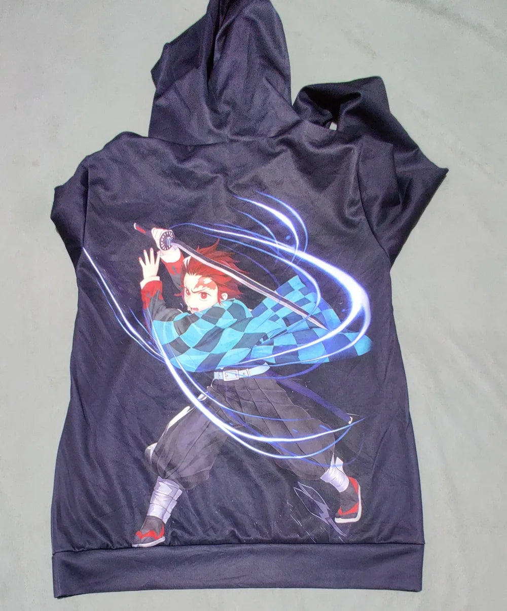 3D Print Men Polyester Navy Hoodie L