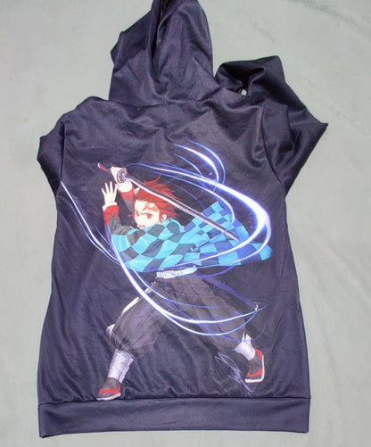 3D Print Men Polyester Navy Hoodie L